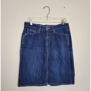 Levi's Denim Jean Skirt Midi Knee Length Dark Wash Americana Retro Y2K Size 8